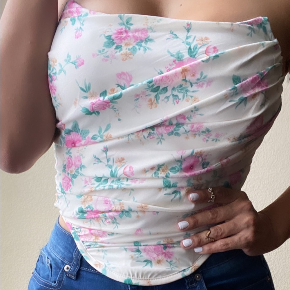 Floral strapless top